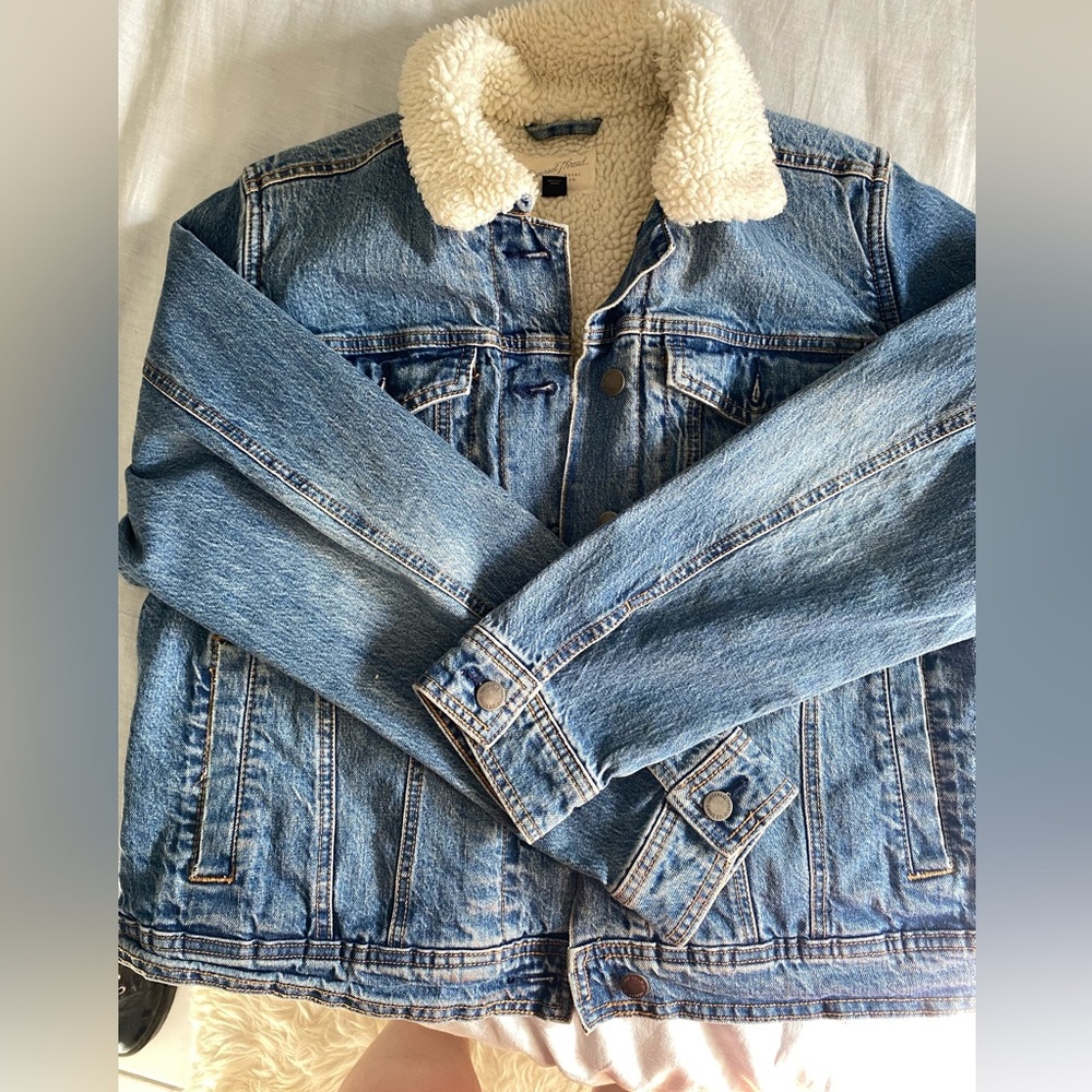 Jean denim shearling jacket target universal thread